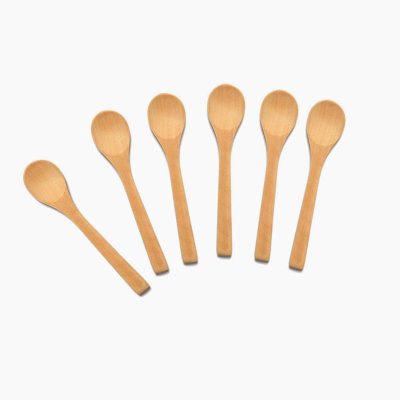 AISIBO 6 Pcs Handmade Small Wooden Spoon Honey Teaspoon Seasoning Coffee Tea Sugar Salt Jam Mustard Ice Cream Bamboo Spoons - Image 1